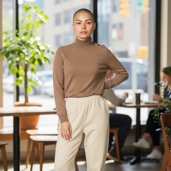 La Maille Sezane Womans Brown Wool Turtleneck Sweater - Picture 5 of 5